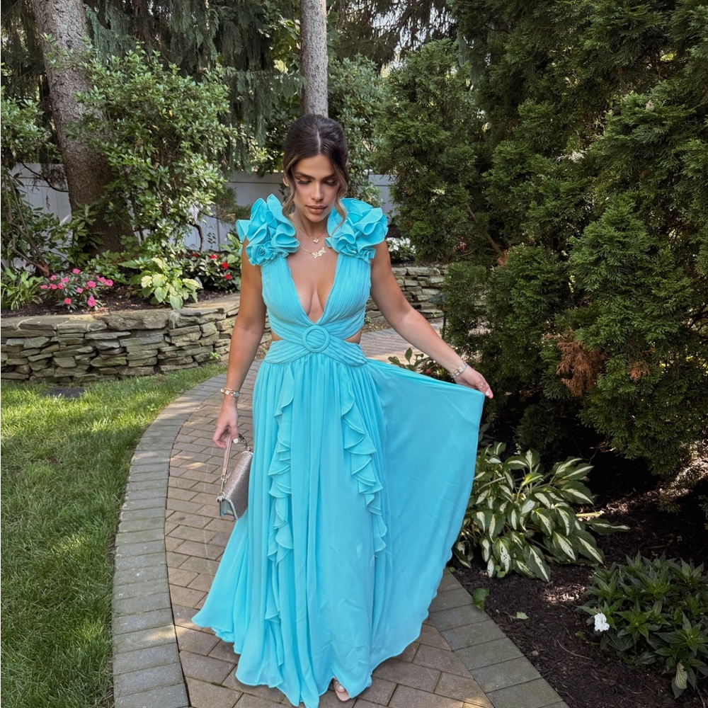 PatBO Turquoise Ruffle Dress - Picture 2 of 5